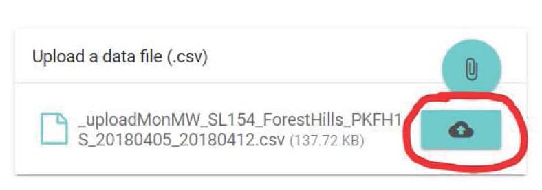Monitor My Watershed CSV file upload button.
