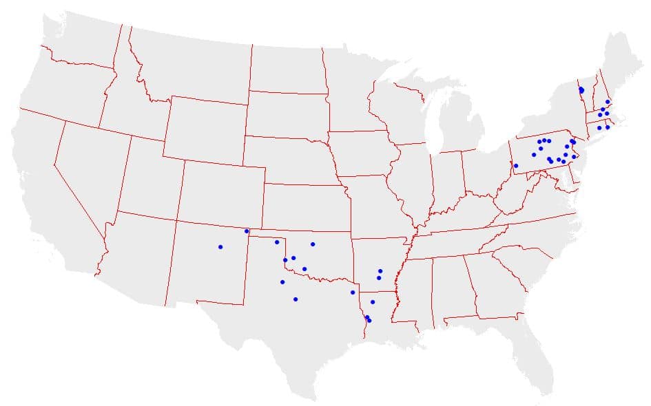 Location of pollutant loading calibration test sites within the conterminous United States.