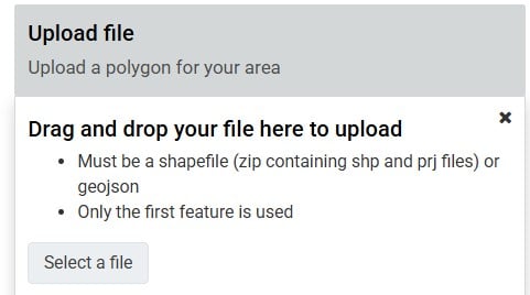 Model My Watershed upload file dialog box.